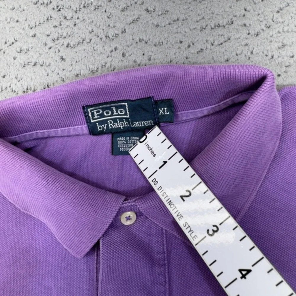 Polo Ralph Lauren Polo Shirt Mens XL Purple Rugby Big Green Pony Drop Hem Vented